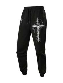 Men's Spring/Autumn Thin Casual Cuffed Long Pants, Elastic Sports Sweatpants, Fashionable - Black - View 2