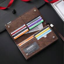 1 buah Dompet Genggam Pria Vintage Baru dengan Tali Pergelangan Tangan yang Dapat Dilepas, Tas Ponsel Multifungsi Kulit PU dengan Banyak Slot Kartu, Dompet Bisnis dengan Resleting, Dompet Panjang Kapasitas Besar, Hadiah Sempurna untuk Teman dan Orang Tua - Kopi - View 5