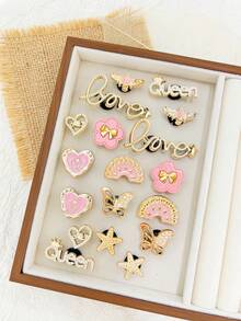 18pcs Gold Letter, Watermelon DIY Shoe Decor Heart Casual ABS Plastic (ABS Resin) Rhinestone Home Spring Summer Autumn - Gold - View 3