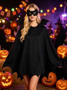 Set Jubah dan Topeng Sayap Kelelawar Hitam untuk Dewasa, Kostum Cosplay Vampir Halloween untuk Pesta, Karnaval, Pertunjukan Panggung - Hitam - View 6