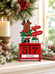 3/1pc Christmas Countdown Advent Calendar, Adjustable Number Calendar, Christmas Countdown Desktop Wooden Decoration Home Decor Office Decoration Adult Fun Gift, Santa Claus, Wooden Advent Calendar, Christmas Office Decor, Santa Claus And Reindeer, Wooden Block Calendar For Office Desk, Small Size Daily Desktop Perpetual Calendar, Date Display Desktop Accessory, Christmas Decoration - Multicolor - View 5