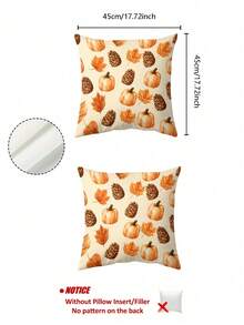 2pcs Pine Cone, Maple Leaf, Pumpkin Pillow Covers 17.7x17.7 Inches, Autumn Thanksgiving Harvest Home Sofa Decor - Multicolor - View 3