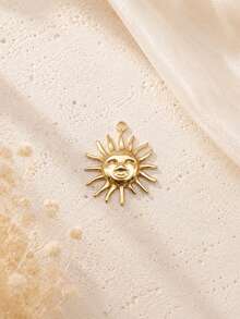 10pcs Stainless Steel 18K Gold Plated Large Sun Face Flower Pendant Set, DIY Charm Necklace Bracelet Anklet Earring Accessories - Yellow Gold - View 5