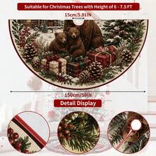 1件動物熊圖案聖誕樹裙，優雅配色節日裝飾，5種尺寸，中性節日禮物，適用於居家與派對聖誕裝飾 - 熊 - 查看 10