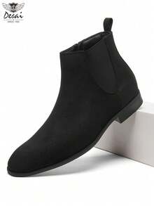 DESAI Sepatu Bot Chelsea Pria Terbaru dengan Resleting Samping, Suede Premium, Berbagai Warna, Gaya Formal Bisnis Inggris, Sepatu Bot Kulit Pendek Musim Gugur/Dingin, Serbaguna untuk Perjalanan Bisnis - Hitam - View 6
