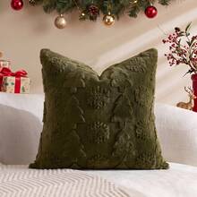 1/2 buah Sarung Bantal Dekoratif Bulu Kelinci Imitasi Motif Kepingan Salju Pohon Natal Warna Hijau Zaitun (Isi Bantal Tidak Termasuk), Sarung Bantal Persegi, Dekorasi Bantal Rumah Liburan, Kain Beludru Lembut dan Nyaman, Sofa Dekoratif Modern, Kamar Tidur Rumah, Penggunaan Asrama - Olive Green - View 10