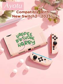 Ayotu Pink Cake & Slogan & Lightning Switch Protective Case, Compatible With New Switch 2 (2025)/Switch NS/Switch OLED, Can Be Used On Dock Without Removing Protective Case, Universal Game Controller Protective Cover, Switch Game Accessories, Anti-Drop Anti-Scratch, Winter Theme & Birthday Gift & Christmas - View 8