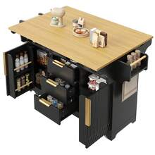 Sideboard Made Of Wood With 3 Drawers With Storage Adjustable Black For Living Room And Dining Room - Black - View 7