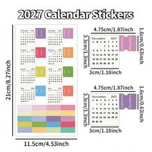 2張2027年日曆貼紙，月計畫貼紙適用於剪貼簿與手帳，2027-2028月日曆自黏式索引分隔標籤，筆記本索引貼紙 - A - 查看 2