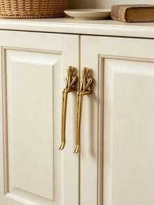 2pcs Decorative Thinker Shaped Cabinet Handles, Brass Gold Art Sculpture Furniture Pulls, Unique Long Portrait Drawer Handles, Suitable For Cabinets, Dressers, Wardrobes Hardware Decoration - Gold - View 4