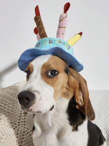Set Dekorasi Pesta Ulang Tahun Hewan Peliharaan 2026: Topi Ulang Tahun + Mainan Kue, Serbaguna untuk Kucing dan Anjing, Dekorasi Ulang Tahun Universal, Perlengkapan Foto Ulang Tahun Gaya - Biru - View 1