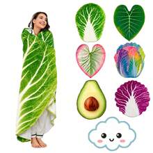1pc Cabbage Leaf Shaped Blanket, Made Of Flannel Fabric, Soft And Comfortable Throw, Multiple Styles Available, Can Be Used As Sofa Bed Cover, Picnic Blanket, Car Blanket, Camping Blanket, Air Conditioning Blanket, Pet Blanket - Multicolor - View 2
