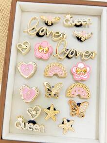 18pcs Gold Letter, Watermelon DIY Shoe Decor Heart Casual ABS Plastic (ABS Resin) Rhinestone Home Spring Summer Autumn - Gold - View 1
