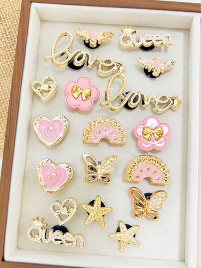 18pcs Gold Letter, Watermelon DIY Shoe Decor Heart Casual ABS Plastic (ABS Resin) Rhinestone Home Spring Summer Autumn