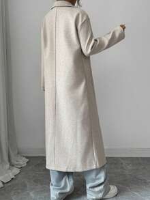 SMILE CHIC Women's Autumn/Winter Warm Fashion Long Sleeve Large Lapel Mid-Length Loose Coat Fall - Khaki - View 6
