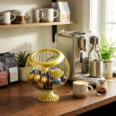 Unique Slanted Design Iron Coffee Capsule Storage Rack, Countertop Coffee Capsule Storage Basket, Home Kitchen, Bar, Coffee Shop Coffee Station Decor Display Storage Rack, Coffee Bar Decor Gift