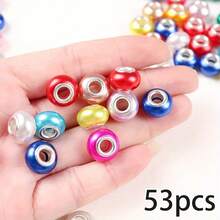 53/103 Multi-Colored, Large-Hole Beads With Mixed Colors And Round Spacer Beads, Suitable For DIY Necklaces, Bracelets, Earrings And Jewelry Making. - Assorted Colors - View 11