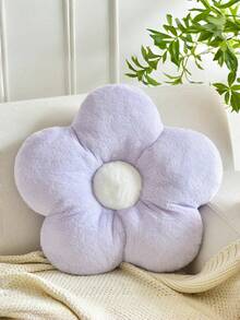 Flower Shaped Throw Pillow, Soft Floral Design Cushion, Home Decor, Suitable For Sofa, Chair, Bed, Flower Floor Pillow, Adult Bedroom Living Room, Spring Gift, Gift For Friends And Family - Purple With White Core - View 1
