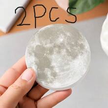 2pcs Moon Shaped Sticky Notes, Aesthetic Moon Design Memo Pads, Creative Round Notebook, Minimalist Office Stationery, Self-Adhesive Removable Sticky Notes, Suitable For Office, School, Planner, Journaling And Daily Reminders - one-size - View 9