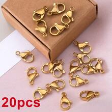 20Pcs Gold 304 Stainless Steel Lobster Clasps, Suitable For Handmade Bracelets, Necklaces And Various Chain Connection DIY Jewelry Making Accessories - Stainless Steel Lobster Clasp - View 13