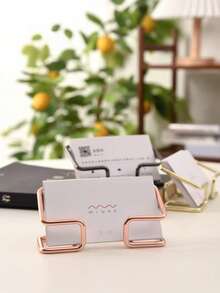 1pc Iron Art Business Card Holder Desktop Card Clip Storage Rack Creative Metal Display Card Stand - View 2