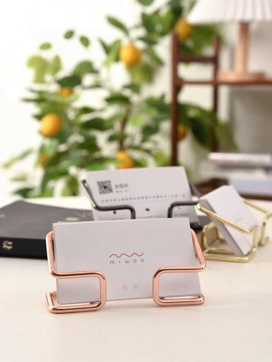 1pc Iron Art Business Card Holder Desktop Card Clip Storage Rack Creative Metal Display Card Stand