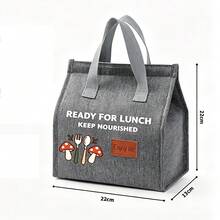 "Ready For Lunch" Minimalist Fashion Lunch Bag, Personalized Print, Cute Minimalist Pattern Print, Multiple Colors Available, Essential Lunch Insulated Bag For Office Workers, Student Bento Bag. - View 7