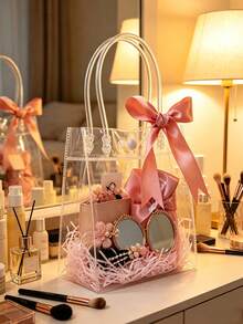 20pcs Large Transparent Waterproof PVC Gift Bags With Reusable Portable Handles, Suitable For Wedding Favors, Birthdays, Theme Parties And Holiday Gift Packaging, Perfect For Autumn, Vacation, Beach Trips Or As Christmas Gift Bags - Transparent - View 1