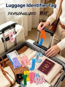 Personalized Travel Luggage Tag, Customized Backpack Name Keychain, School & Travel Identification Tag, Personalized Name Plate - Multicolor - View 3
