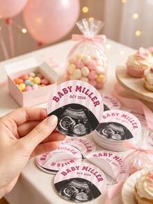 Personalized Custom Stickers, Customizable Logo/Image/Text, Round Labels, Die-Cut Adhesive Stickers, Gift Packaging, Thank You Labels, Party Decor, Wedding/Birthday/Graduation/Back To School/Christmas/Home Decor, Suitable For Family/Friends/Classmates/Teachers/Colleagues, Creative Commemorative Gifts, Holographic Stickers - Multicolor - View 1