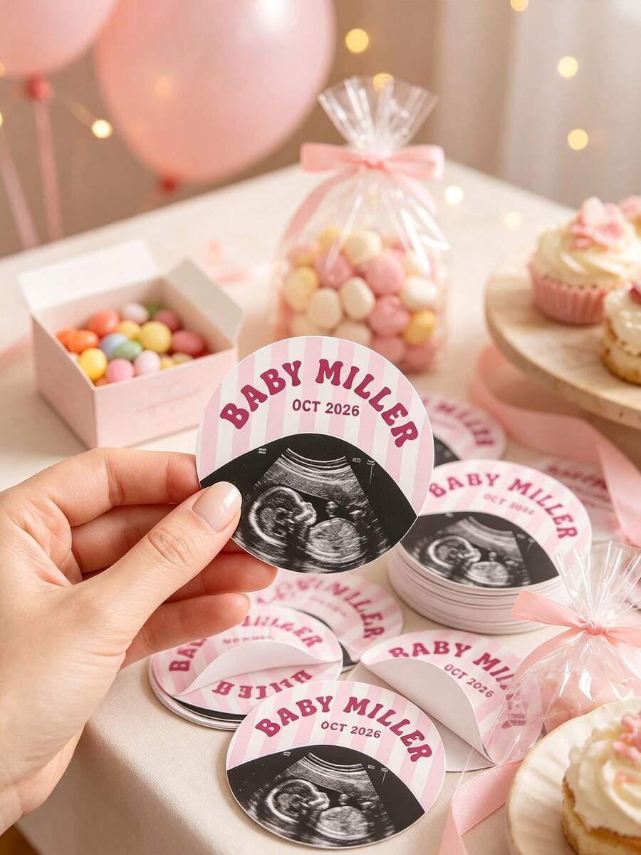 Personalized Custom Stickers, Customizable Logo/Image/Text, Round Labels, Die-Cut Adhesive Stickers, Gift Packaging, Thank You Labels, Party Decor, Wedding/Birthday/Graduation/Back To School/Christmas/Home Decor, Suitable For Family/Friends/Classmates/Teachers/Colleagues, Creative Commemorative Gifts, Holographic Stickers - Multicolor - View 1