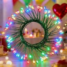 Dark Green Cord Dripping Waterfall String Lights, USB Plug Supply, Sparkling Drop‑Shaped LED, Cozy Ambient Lighting For Christmas Fireplace, Living Room And Window Display - Dark Green - View 7