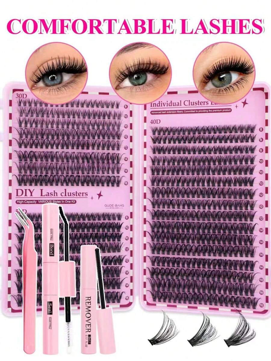 640pcs DIY Faux Mink Eyelash Clusters, D Curl, Voluminous And Fluffy, 8-16mm Mixed Length, Suitable For All Makeup Looks. Glue, Remover, Tweezers Available Based On Need. Lightweight, Reusable And Cost-Effective, Suitable For Beginners, Applicable To Various Occasions, Beautiful - Multicolor - View 1