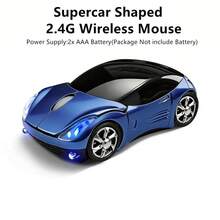 1pc Unique Racing Car Shaped Wireless Mouse, Mini Supercar Style Wireless Mouse, Automotive Shaped Wireless Optical Mouse, 1600DPI Ergonomic Design Wireless Gaming Mouse, 2.4GHz Wireless Office Mouse With Car Lights, Comes With USB Receiver, Powered By 2xAAA Batteries (Batteries Not Included), Suitable For PC, Laptop, Tablet, Great Gift - Multicolor - View 41