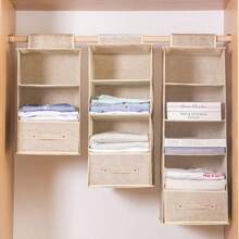 3/4/5-Tier Hanging Closet Organizer, Space-Saving, Foldable Storage. - Grey - View 1