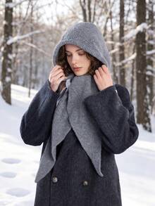 1pc Women's Winter Balaclava Knitted Knitted Neck Warmer Hat, Windproof Ear Cover Hood - Multicolor - View 12