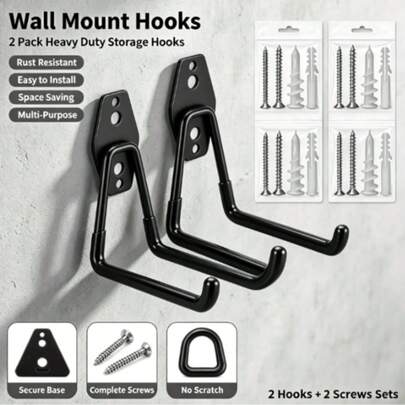 Heavy-Duty Garage Hook Wall-Mounted Tool Storage Rack, Load-Bearing Rack For Gardening And Power Tools