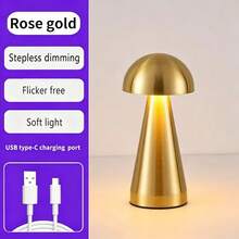 USB Rechargeable Minimalist Atmosphere Table Lamp, Mushroom Decorative Table Lamp, Rechargeable And Plug-In Dimmable Light, Minimalist Design For Restaurant, Couple Dinner, Bedroom, Bar, KTV, Outdoor Picnic, Camping, Restaurant, Bedroom, Study Lamp - Multicolor - View 5