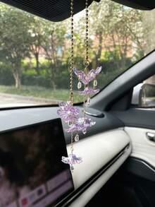 Flower Car Hanging Ornament, Creative Acrylic Material Colorful Transparent Flower Car Interior Hanging Decor, Rearview Mirror Pendant, Car Decoration - A - View 11