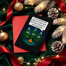 1/3sets Funny Dark‑Humor Christmas Greeting Card With Envelope, Spooky Talking Christmas Trees Around Campfire Design,Novelty Humorous Xmas Card For Friends Family Holiday Season Greeting Present,Winter Festive Funny Style - A - View 4