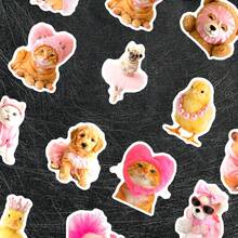 somoving 50 Cat Shaped Stickers - Waterproof Cartoon Stickers, Creative Clothing Cat Pattern Design, Suitable For Decorating Hand Books, Diaries, Notebooks, Stationery, Cute Aesthetic DIY Sticker Bag - Multicolor - View 4