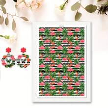 Flamingo/Yellow Lemon/Red & Blue Floral/Butterfly Pattern Transfer Paper, Summer Tropical Series Polymer Clay Printing Paper, Size 5.82 * 3.93 Inches, Suitable For DIY Art Jewelry Earrings Making Special Polymer Clay Transfer Printing - A - View 3