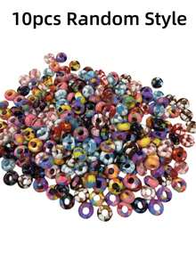 10/50/100pcs Beautiful Resin Color-Block Large Hole Beads, Flat Beads DIY Loose Beads, Jewelry Making Materials, Suitable For Necklaces, Bracelets, Earrings, Bag Charms, Hair Accessories And Other Handmade Accessories - Multicolor - View 9