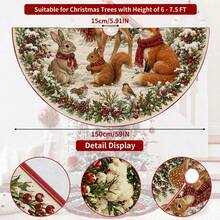 1件雪地動物圖案聖誕樹裙，優雅配色節日裝飾，5種尺寸，中性節日禮物，適用於居家與派對聖誕家居裝飾 - 雪地動物 - 查看 10
