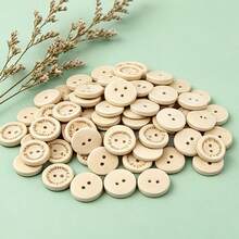 (100pcs/Bag) 2cm Round Double Hole Buttons Home Decor Handmade DIY Clothing Accessories - B-Khaki - View 6