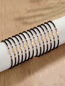 21pcs Minimalist Multi-Color Rice Beaded Elastic String Bracelets Set, Suitable For Daily Wear, Great Gift For Friends - Multicolor - View 6