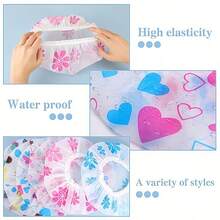 2/5 Fashionable Shower Caps, Women's Hairnets, Adjustable Elastic Printed Shower Caps, Reusable, Made Of PE Material, Suitable For Showering, Makeup And Hotel Use, Colors Are Random - View 6