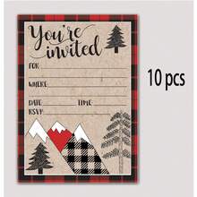 Christmas Party Invitation, High-End Lumberjack Plaid Pattern Holiday Invitation Card, Suitable For Children And Adults, Winter Events, Gatherings And Holiday Open House Party Invitation - B - View 7