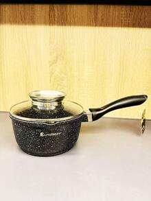 16cm Ceramic Non-Stick Saucepan With Glass Lid & Aroma Dispenser, 1.3L Induction Cooking Pot With Stay-Cool Handle – Black / Grey - View 7