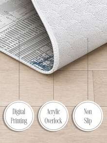 Digitally Printed Non-Slip Washable Runner And Area Rug Living Room Carpet, Modern Design | Modern, Scandinavian, Bohemian And Classic Styles | 100% Polyester - Light Grey - View 8